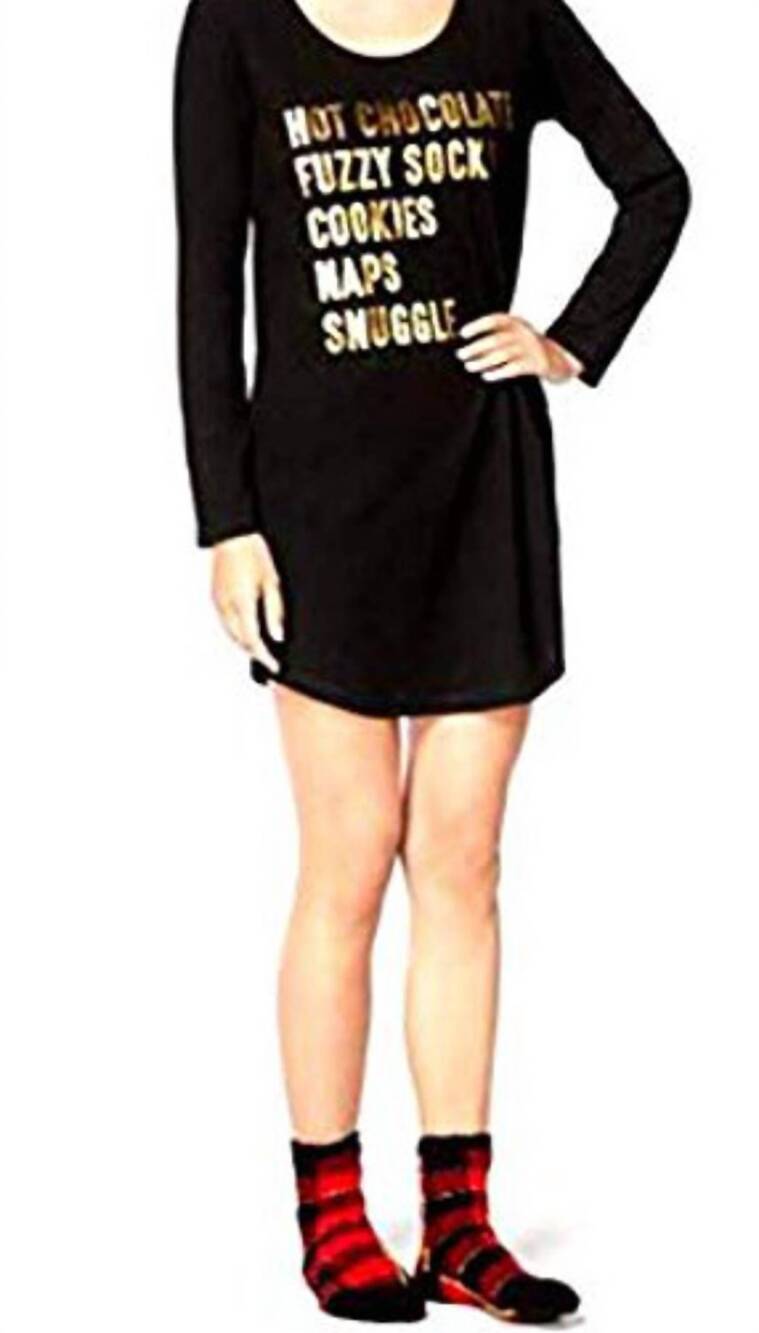 NEW JENNI BY JENNIFER MOORE intimates graphic printed bridal nightgown in black